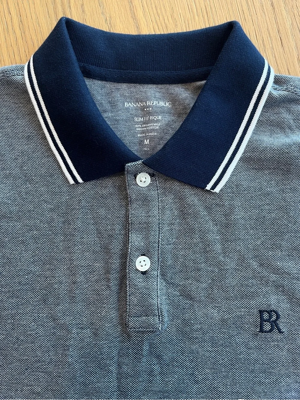 NWT Men’s Banana Republic Factory Slim-Fit Monogram Pique Polo Shirt Size M Tall